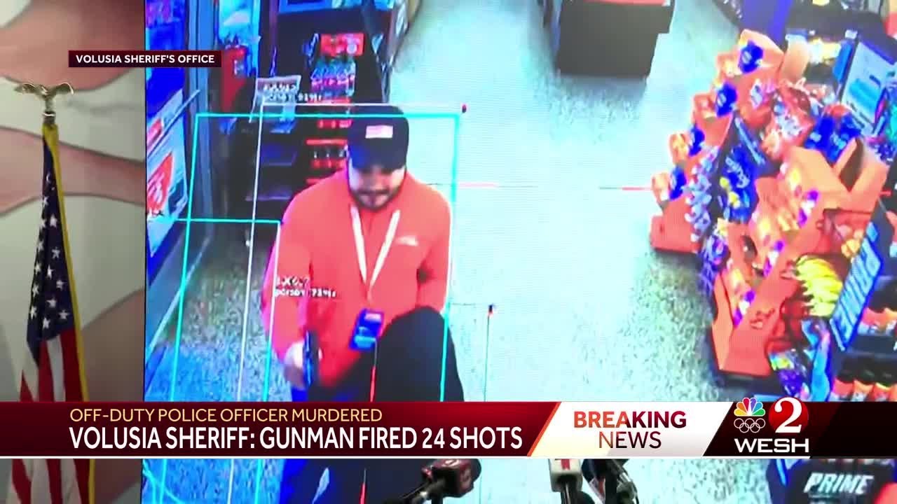 Suspect fired 24 shots at off-duty Florida officer 2 hours after getting gun, sheriff says