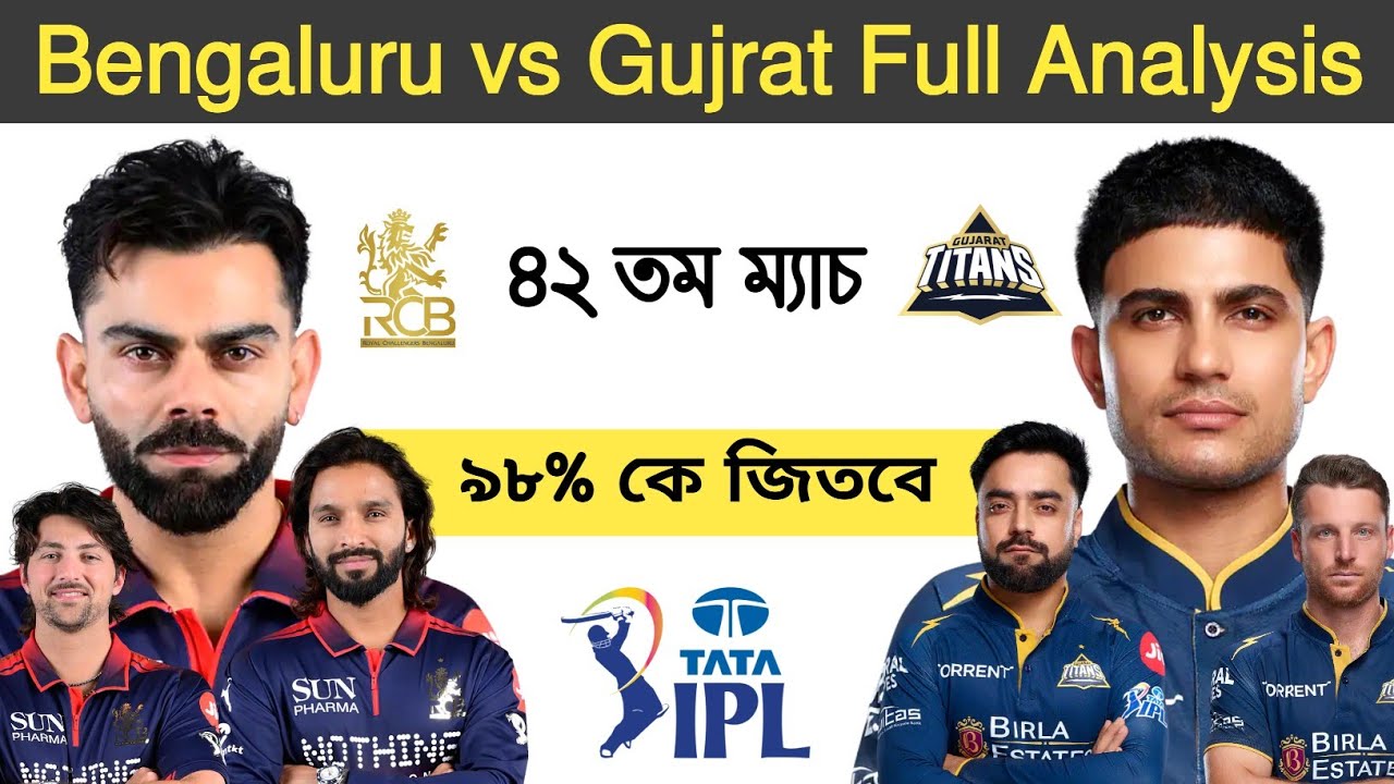 RC Bengaluru vs Gujrat Titans match prediction, GT vs RCB 42nd match prediction, IPL 2026.
