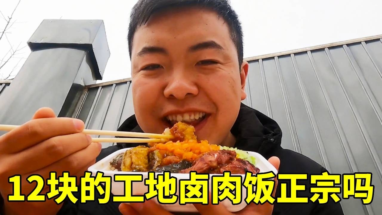 工地门口十二块钱的卤肉饭，有菜有肉有蛋还管饱良心价！这味道吃的太正宗了 #卤肉饭#塔吊司机 #工地生活