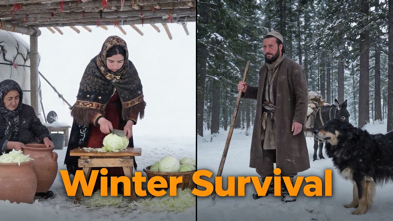 Nomadic Winter Hunt! Lady Cooking For Family & The Man Go To Hunting In The Snowstorm