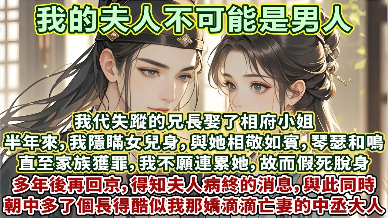完結HE文：我代失蹤的兄長娶了相府小姐。半年來，我隱瞞女兒身，與她相敬如賓，琴瑟和鳴。直至家族獲罪，我不願連累她，故而假死脫身。多年後再回京城，得知夫人病終的消息，與此同時，朝中多了個長得酷似我那