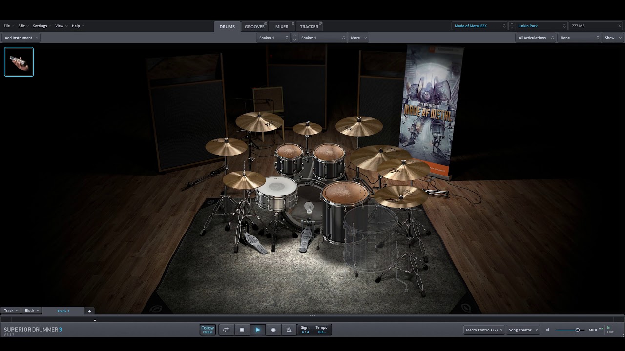 Linkin Park - Pushing Me Away only drums midi backing track