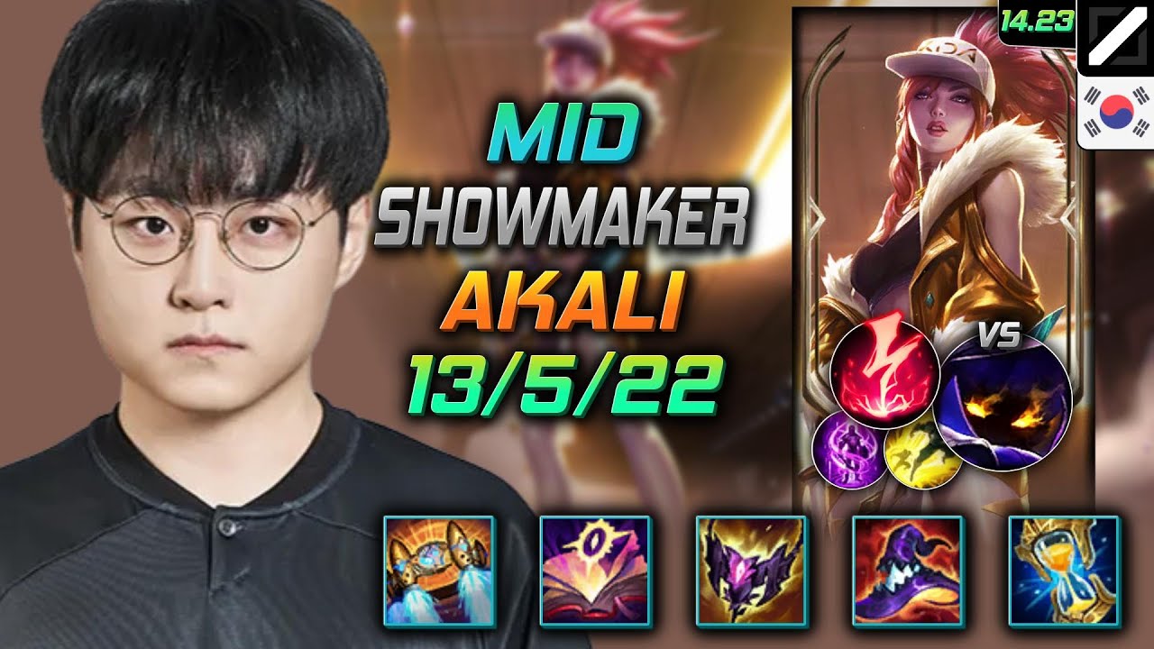 Akali Mid Build ShowMaker Hextech Rocketbelt Electrocute - LOL KR Master Patch 14.23