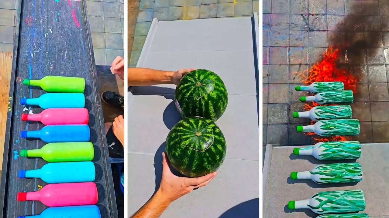 💥🍾Breaking Glass Bottle and Balloon Drops -592 | ⚠️Crushing crunchy and soft things 