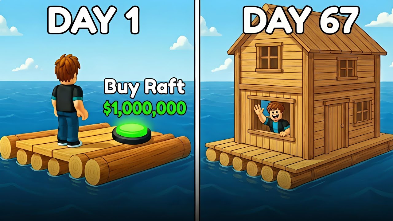 Level 1 Vs Level 100 Raft Tycoon in Roblox #roblox #gaming 