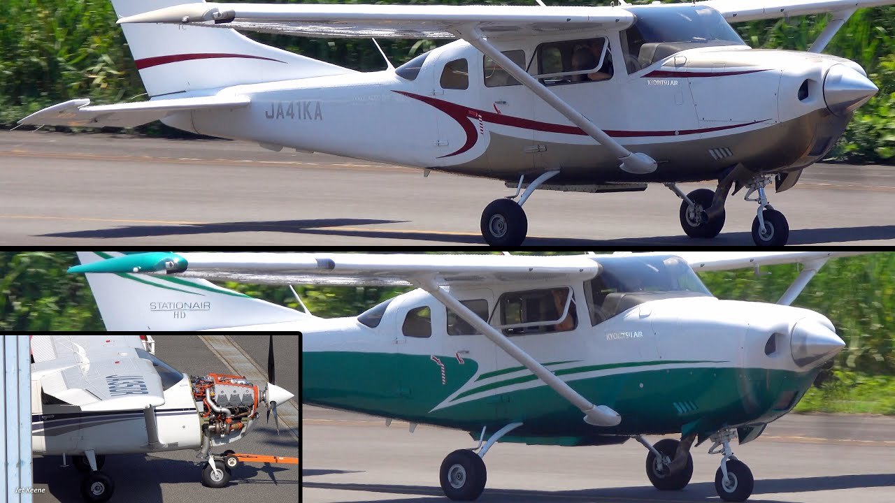 2 Cessna T206H Turbo Stationair Light Planes Landing & Takeoff @ Kohnan Aerodrome in June 2019