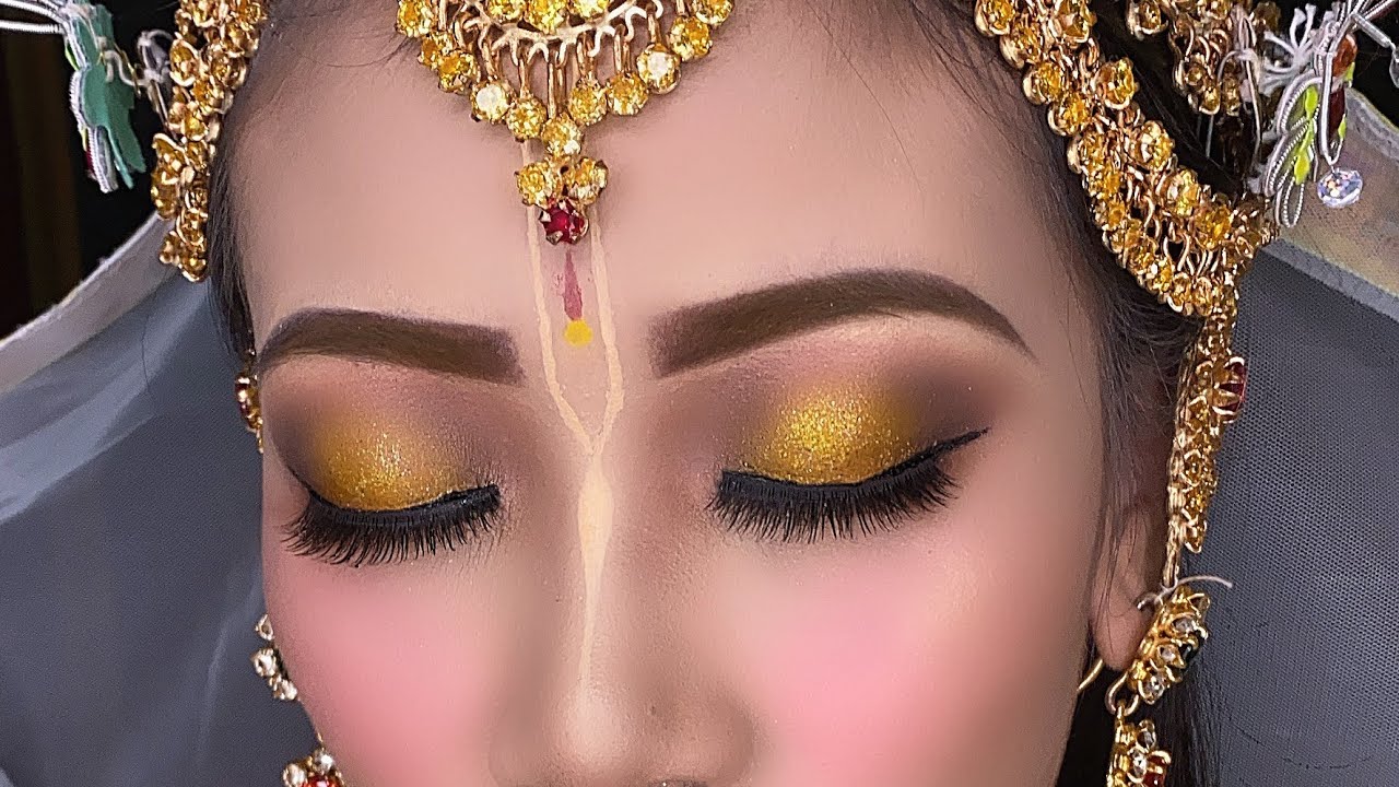 Bridal makeup gold eyeshadow tutorial