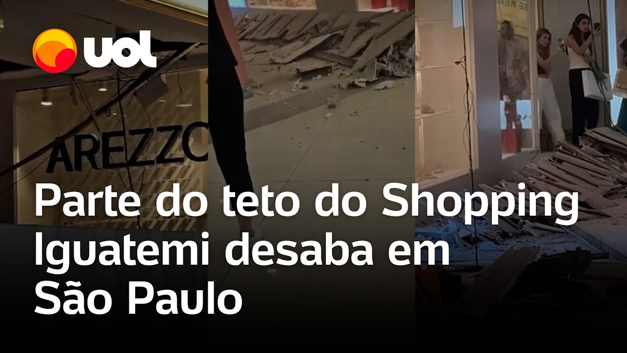 Teto desaba em frente à loja no Shopping Iguatemi, em São Paulo; veja vídeos