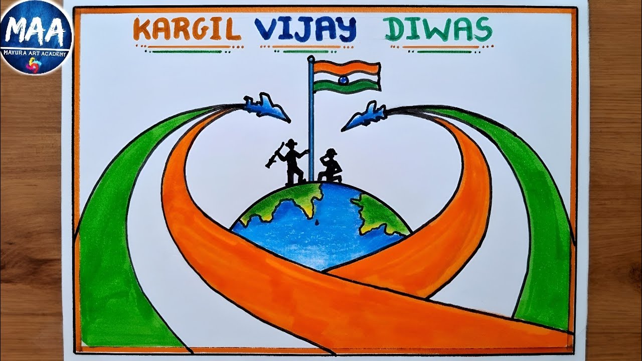 Kargil Vijay Diwas Drawing | Kargil Vijay Diwas Poster Drawing | Independent Day Drawing #india