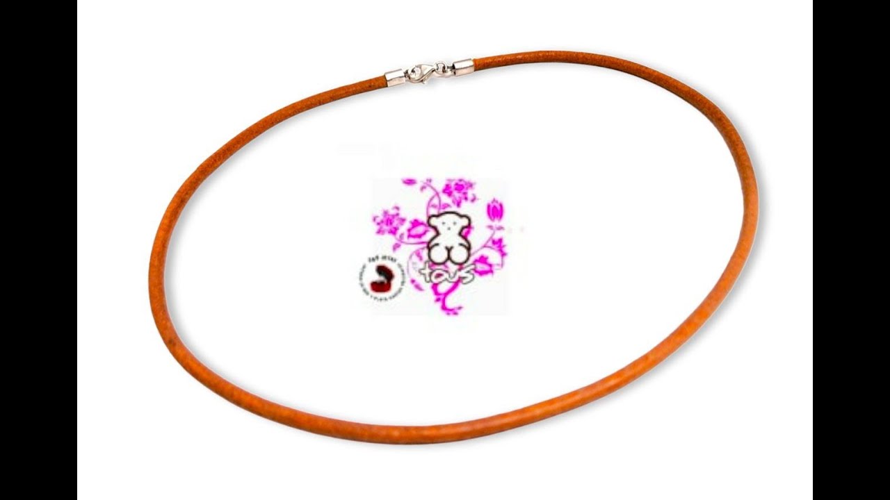 Gargantilla Tous Piel color Caf&eacute; terminales Osos Plata 38 cm largo de 3 mm ACEROJOYASMEX y RyV Joyas