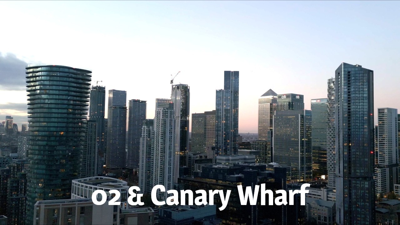 London City:   02 & Canary Wharf Cinematic drone Footage