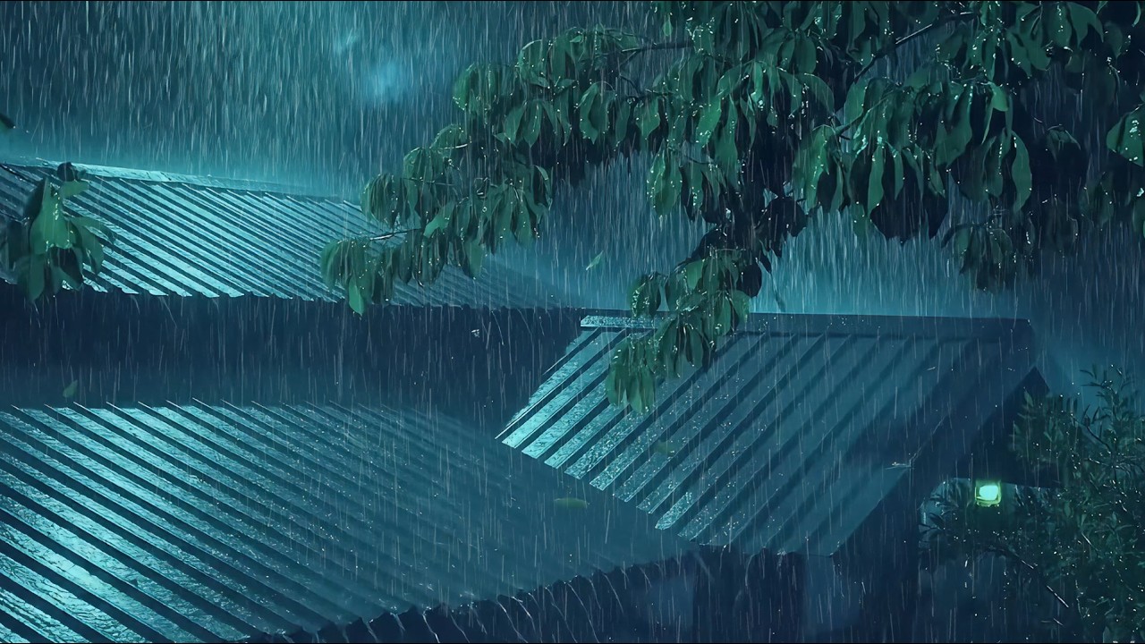 Heavy Rain on Tin Roof in Forest Cabin for Deep Sleep, Insomnia Relief & Relaxing Ambience