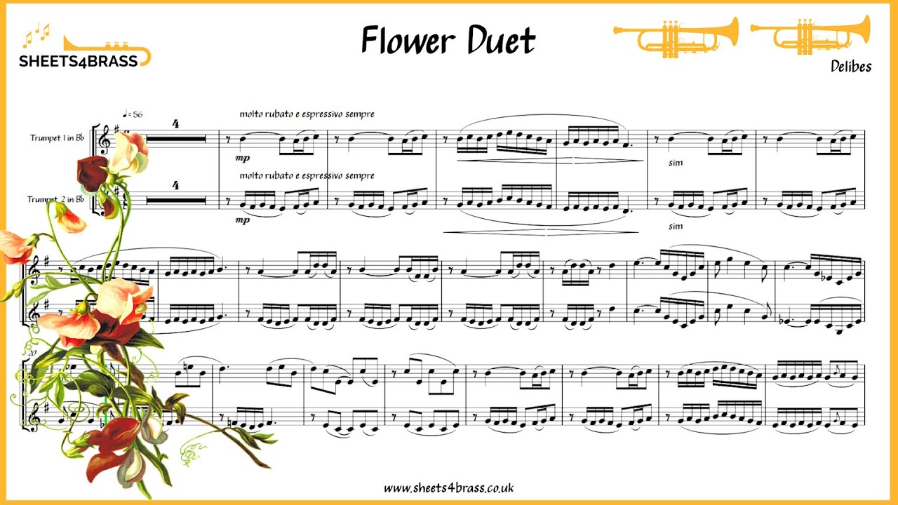 Flower Duet - Trumpet Duet with Sheet Music and Play Along