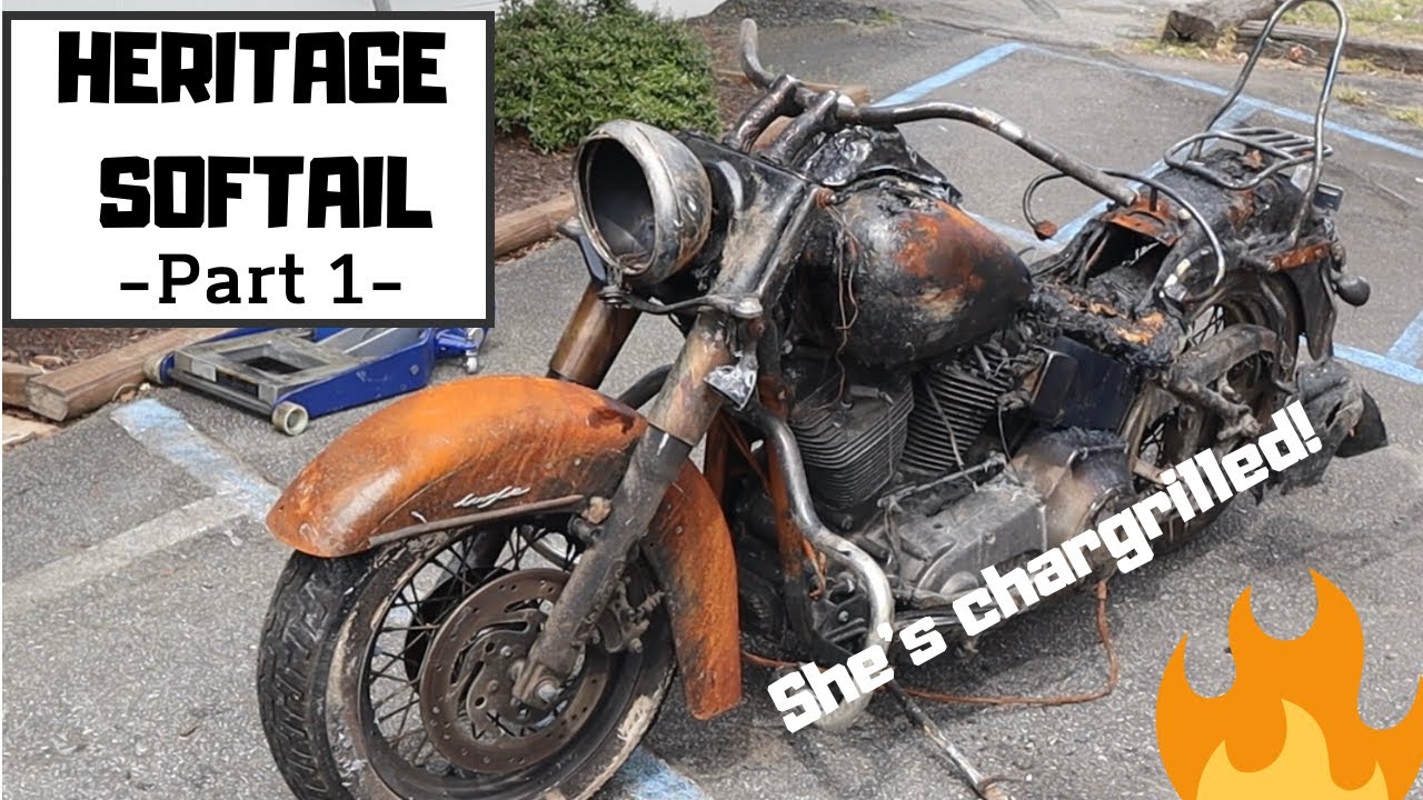 Heritage Softail l Part 1| She's ain't crispy, she's chargrilled ♨️l Budget Rebuilds