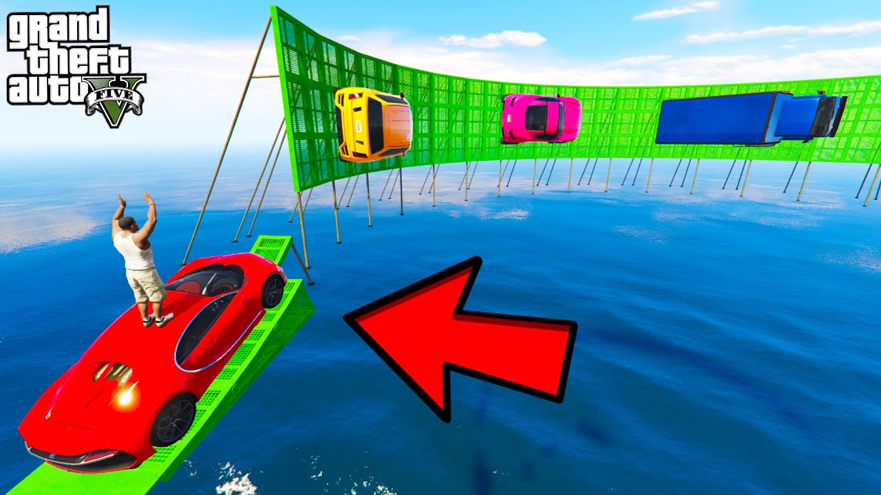 FRANKLIN TRIED IMPOSSIBLE WALL RIDE MEGA RAMP PARKOUR CHALLENGE GTA 5 | SHINCHAN and CHOP