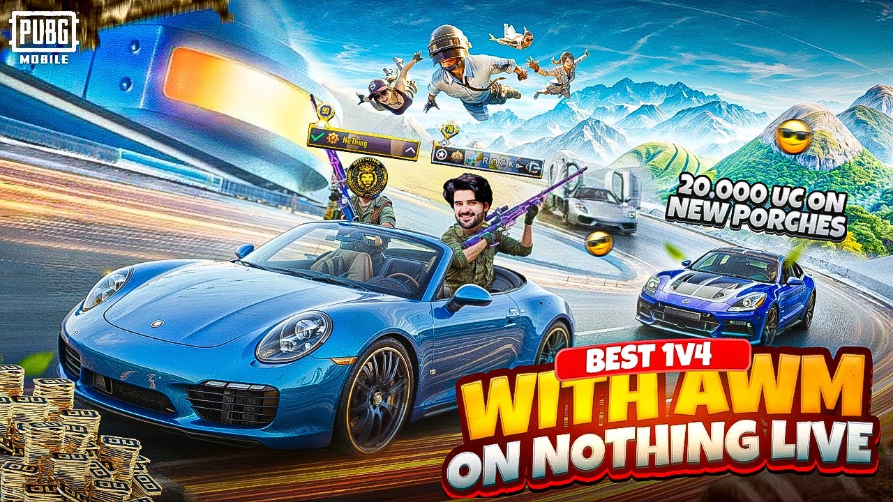 Best 1v4 with Awm On Nothing Live stream 😱 $20000 Uc On New Porsches | rock Op / PUBG mobile