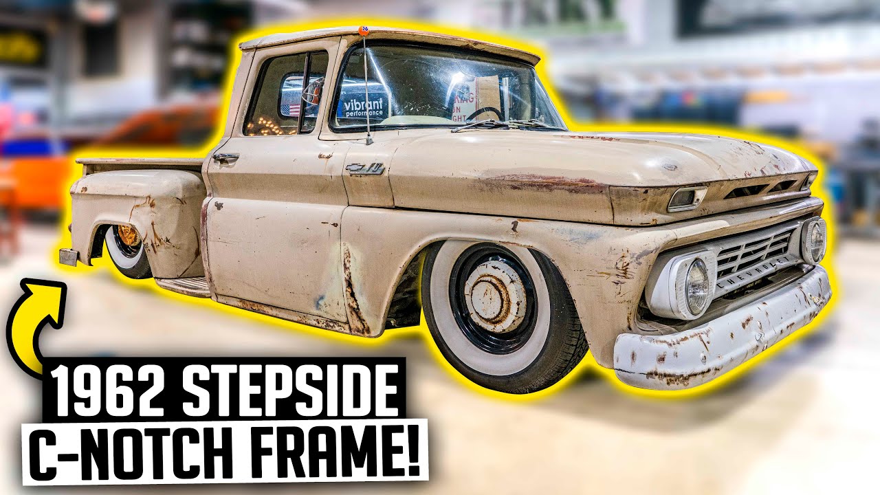 How to C-Notch an LS Swapped Slammed C10 Frame! - 1962 Chevy C10 Stepside Ep. 2