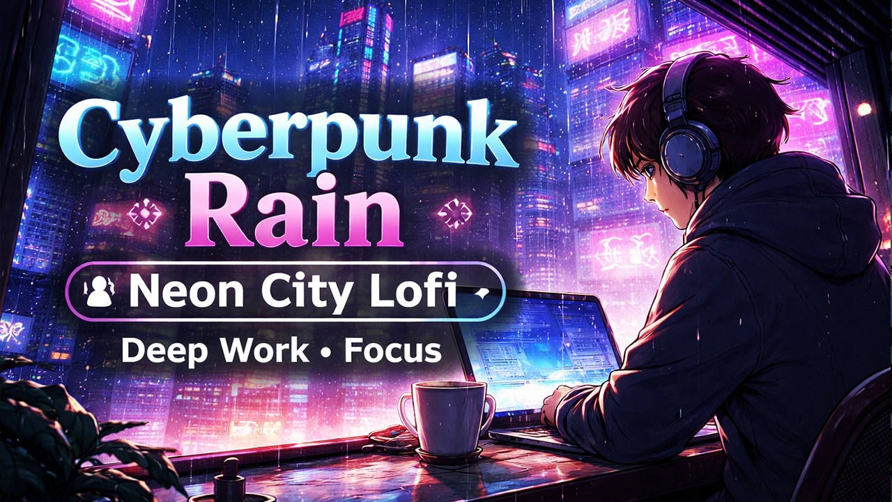 Cyberpunk Rain 🌧️ Neon City Lofi for Deep Work & Focus