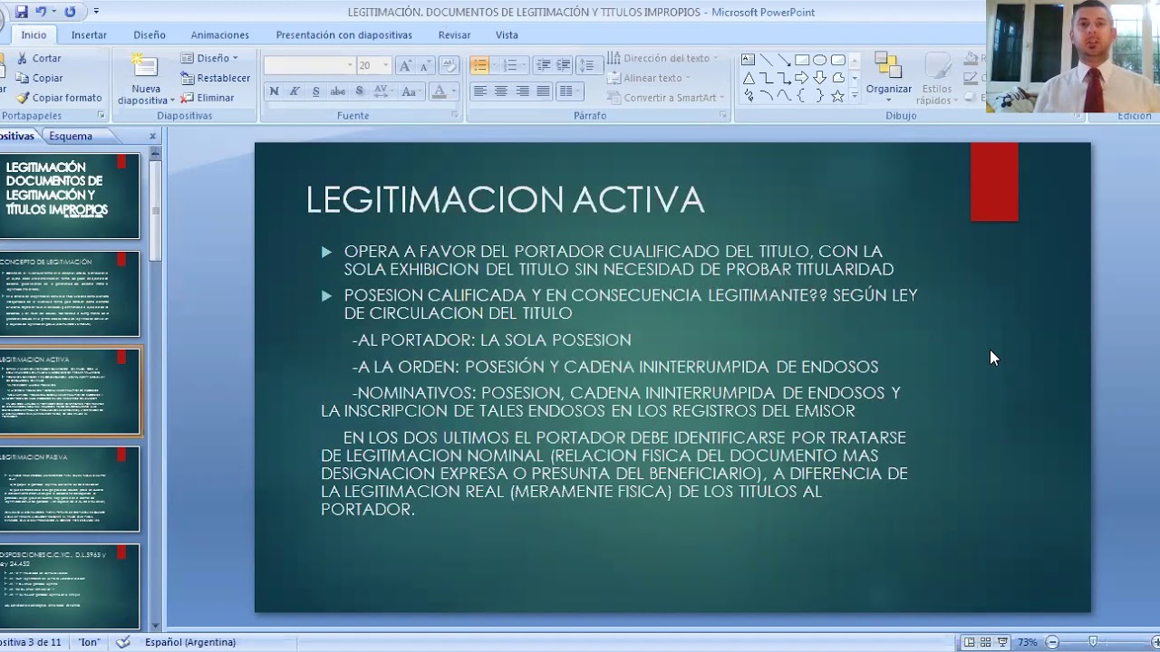 Legitimaci&oacute;n  Documentos de legitimaci&oacute;n y t&iacute;tulos impropios