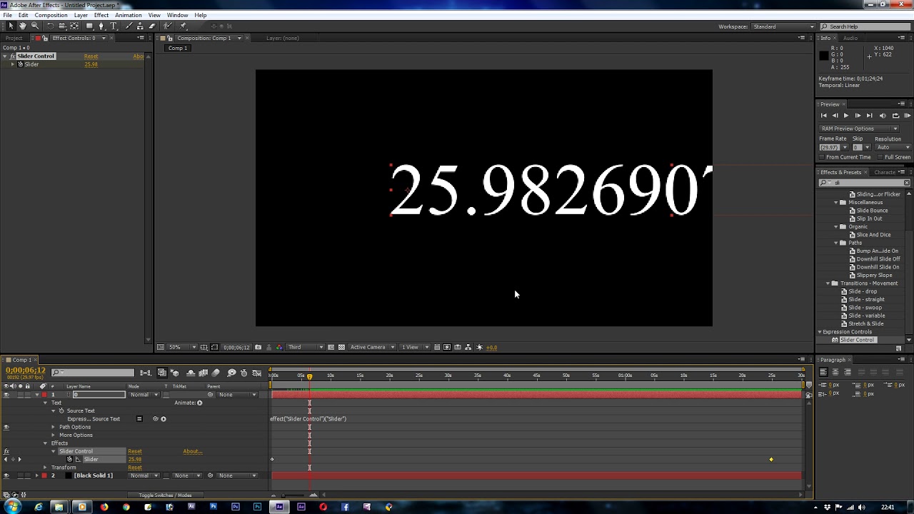 After effects Tutorial Use Slider Controls