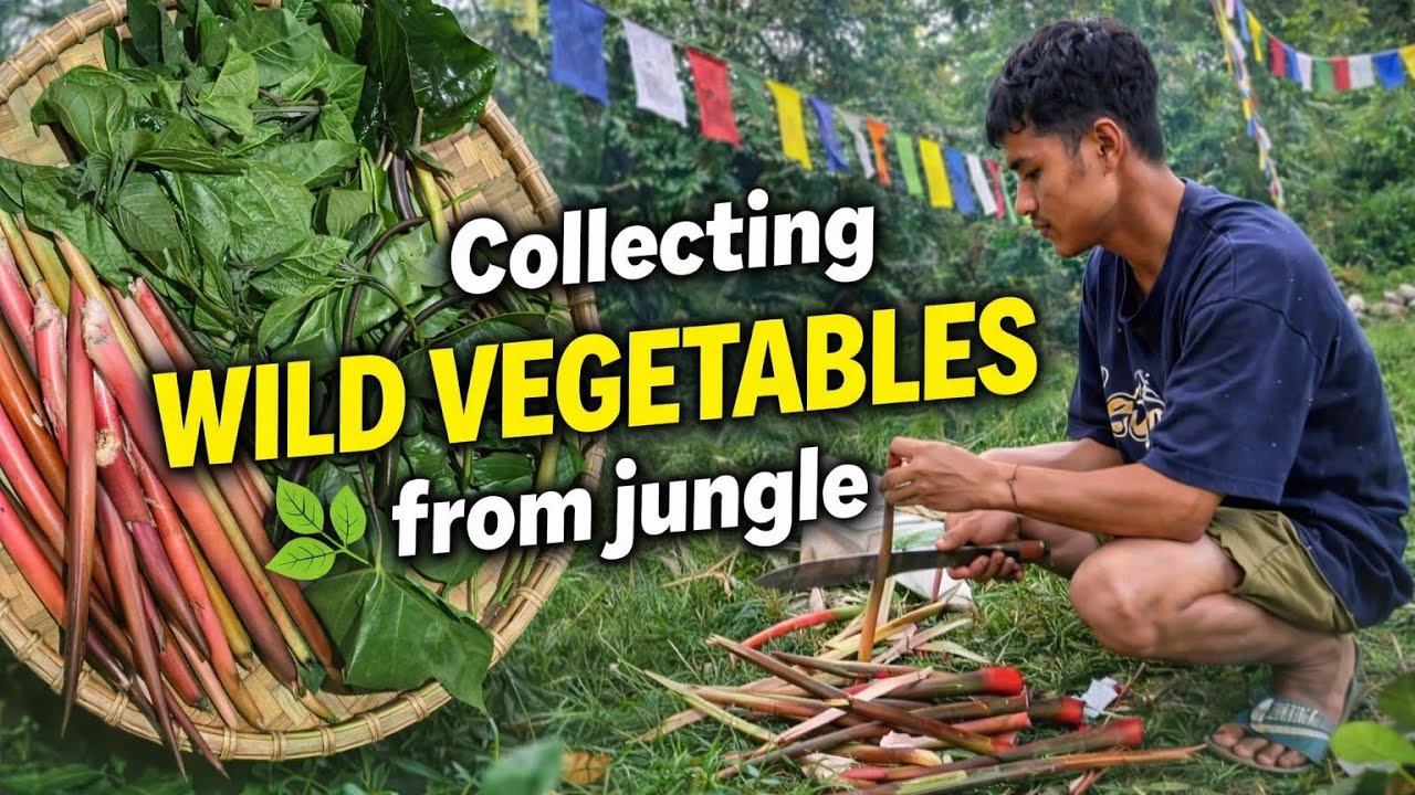 Collecting wild vegetables from  jungle with my sister ☘️🍀 🌳🌲🏞️ || Arunachal Pradesh 