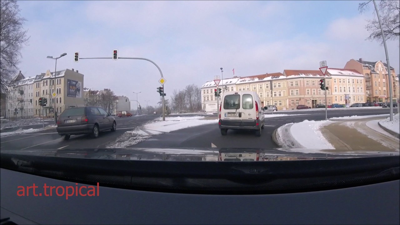 Driving Frankfurt (Oder) &ndash; Słubice, gorgeous winter day, 2017.02.02