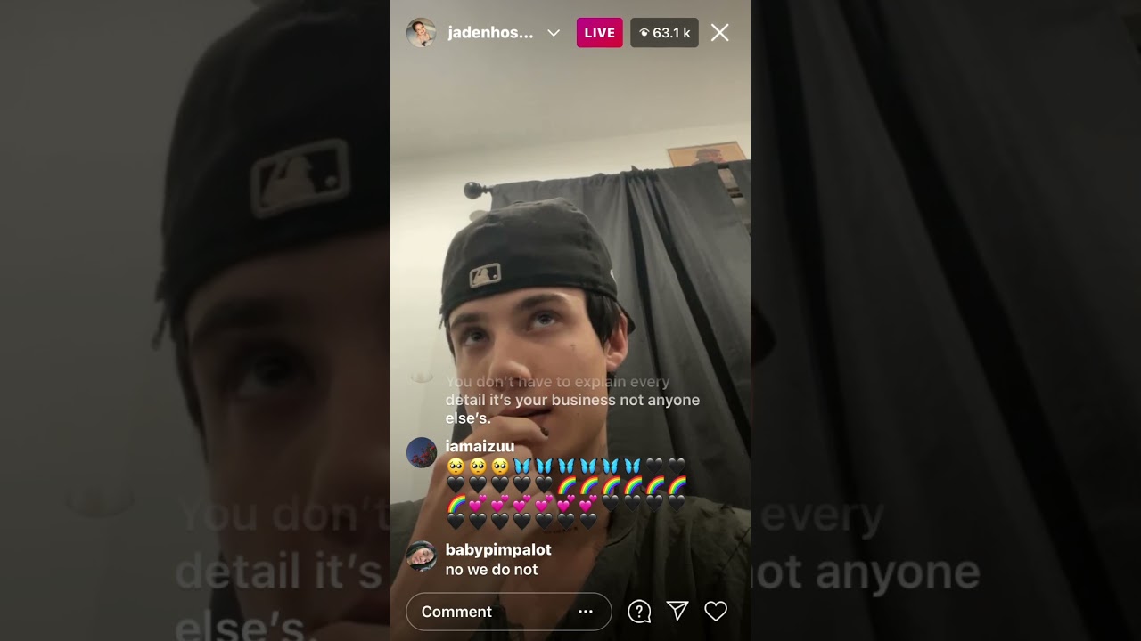Jaden Hossler Instagram live | 12 April 2021