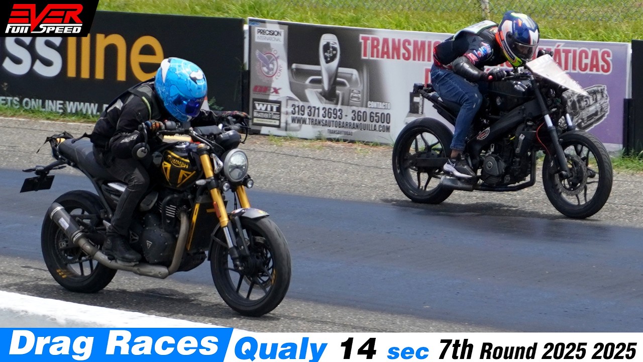 Qualy⏱️ Triumph Speed ​​400 🆚 Pulsar NS200 🆚 AKT NKD 🔥 14s 7-й раунд дрэг-рейсинга Барранкилья 2025