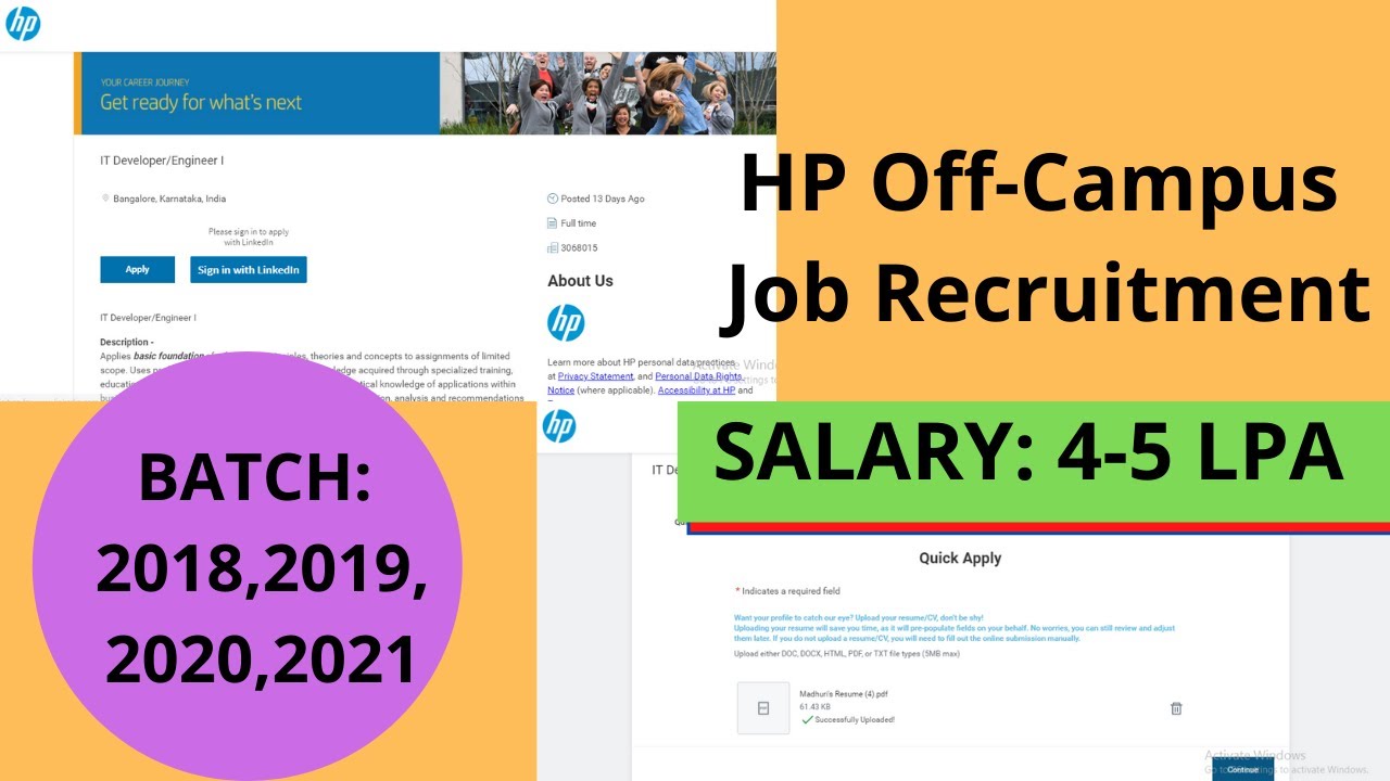 HP off-campus job recruitment | Batch 2018 | 2019 | 2020 | 2021 | Apply now | BY TECH LECTURE