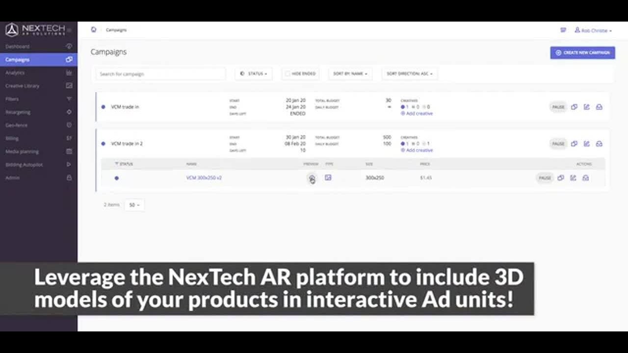 NexTech AR's 3D/AR Advertising Platform