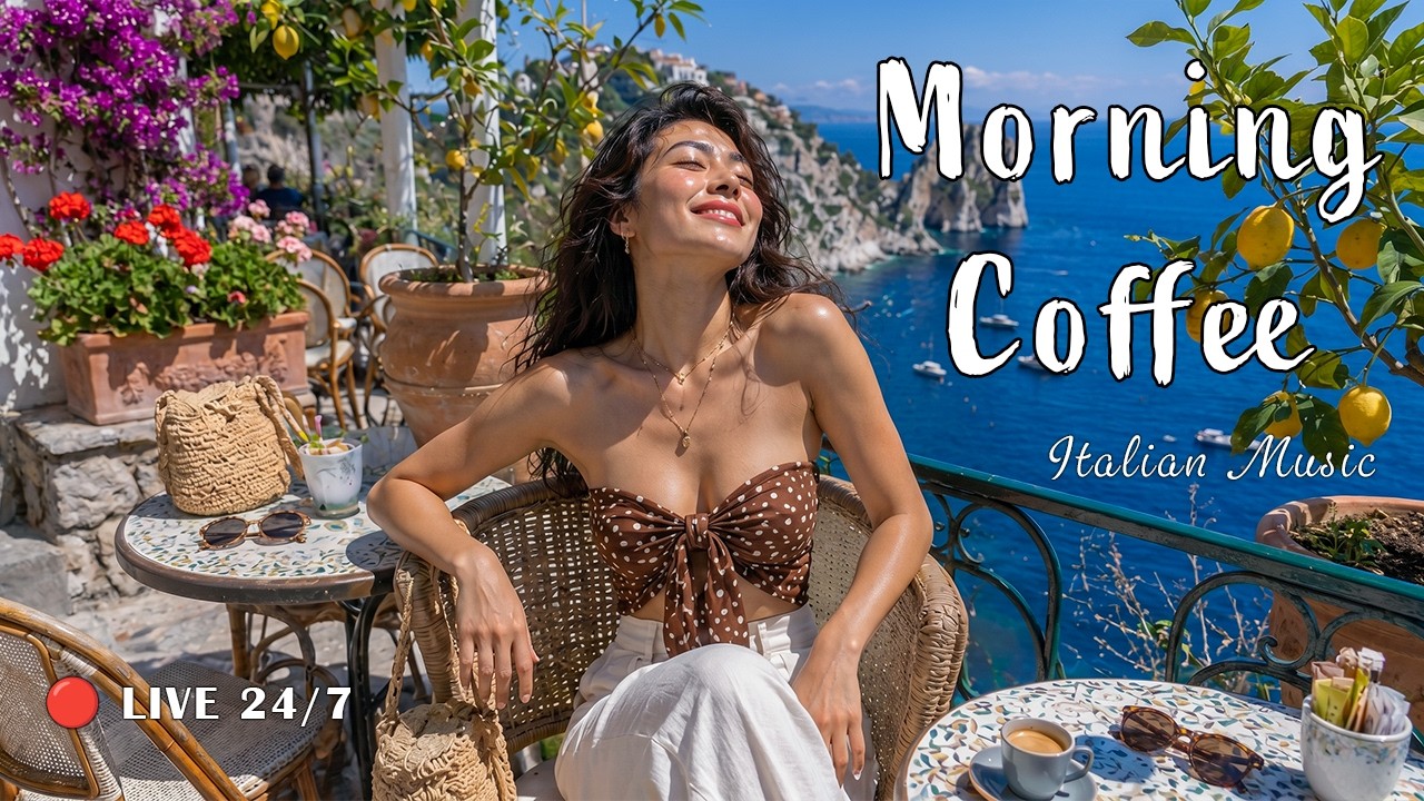 Morning Coffee & Italian Music 🌊 Scenic Coastal Italy 🔴 LIVE 24/7 Mediterranean Chill