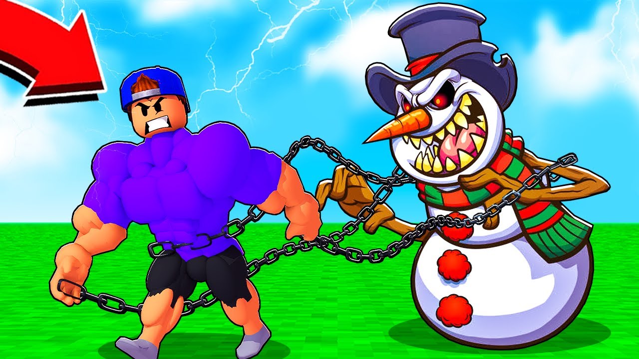 Can I PULL GIANT SNOWMAN In Roblox STRONGMAN SIMULATOR?!