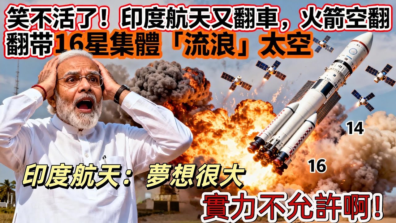 印度航天史诗级翻车！火箭失控空翻16星失联，野心撑不起技术有多离谱？