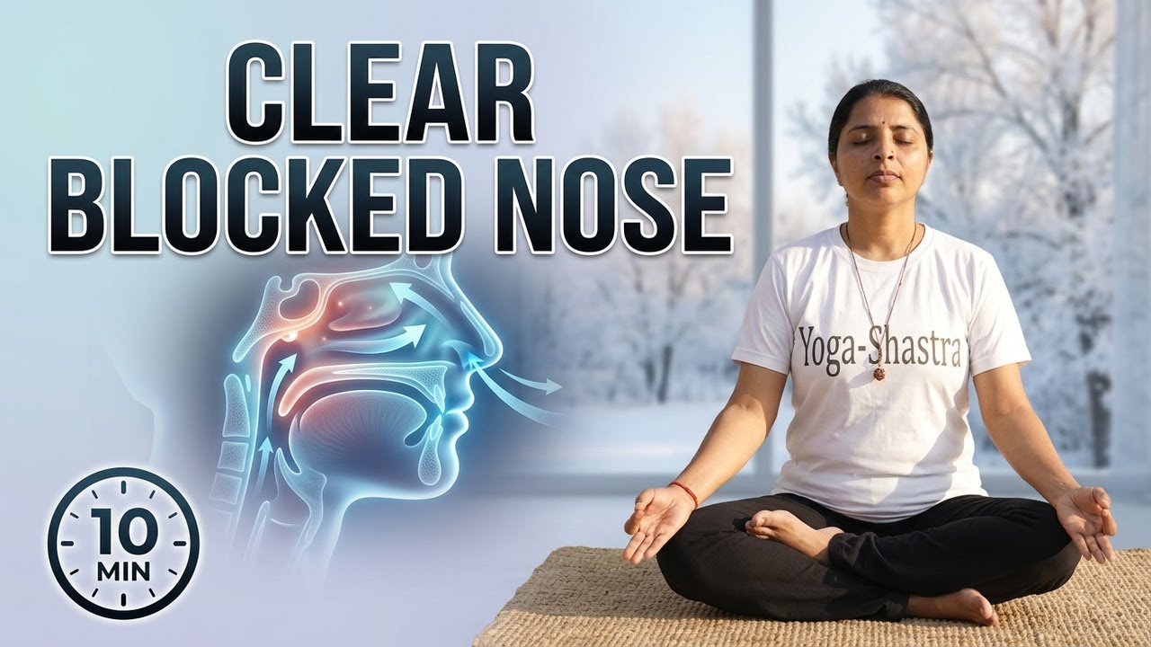 दस मिनट सर्दी के लिए योग I 10 min Yoga for Winter Morning I साइनस, कफ, बंद नाक , टॉन्सिल के लिए योग