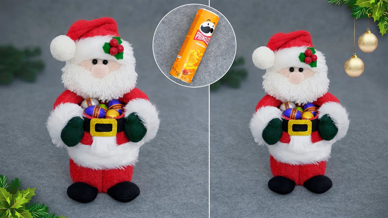 Я в восторге от него!🎅🏻Успейте сделать чудесного Санту с вкусняшками🍬Новогодние идеи из носков🧦