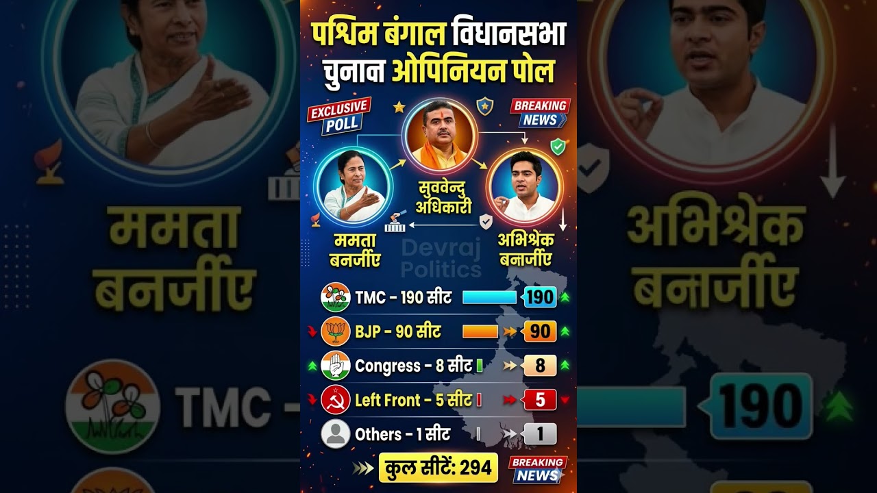 🚨🚨West Bengal Election 2026 Opinion Poll: TMC OUT? BJP leading in New Survey! | WB News 2025 #bjp