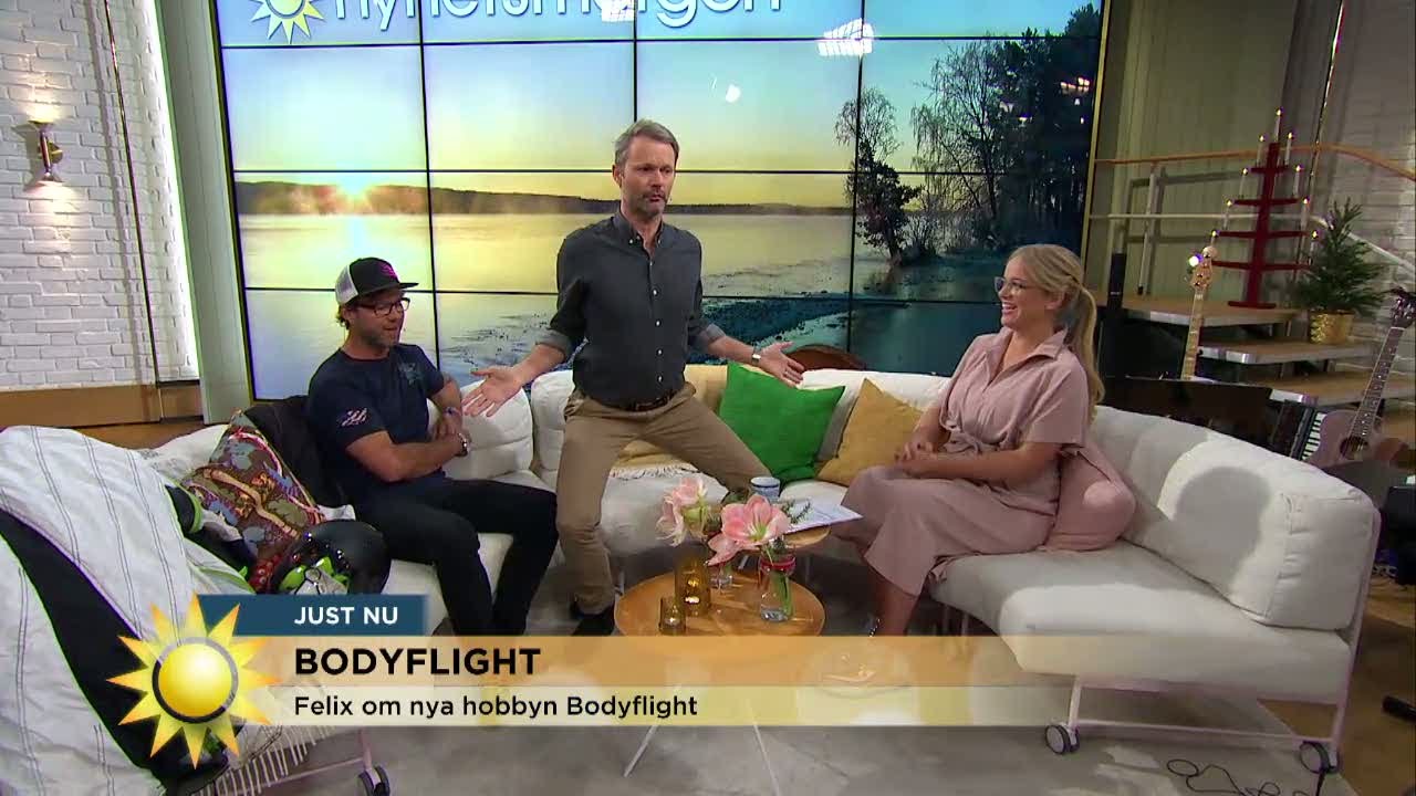 Felix Herngren om nya hobbyn: Den livsfarliga sporten bodyflight - Nyhetsmorgon (TV4)