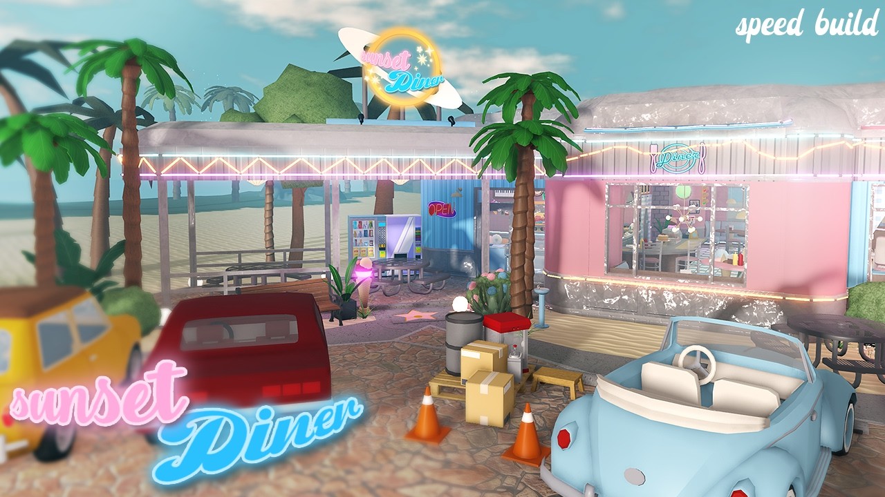 ₊˚⊹ sunset diner | welcome to bloxburg: speed build