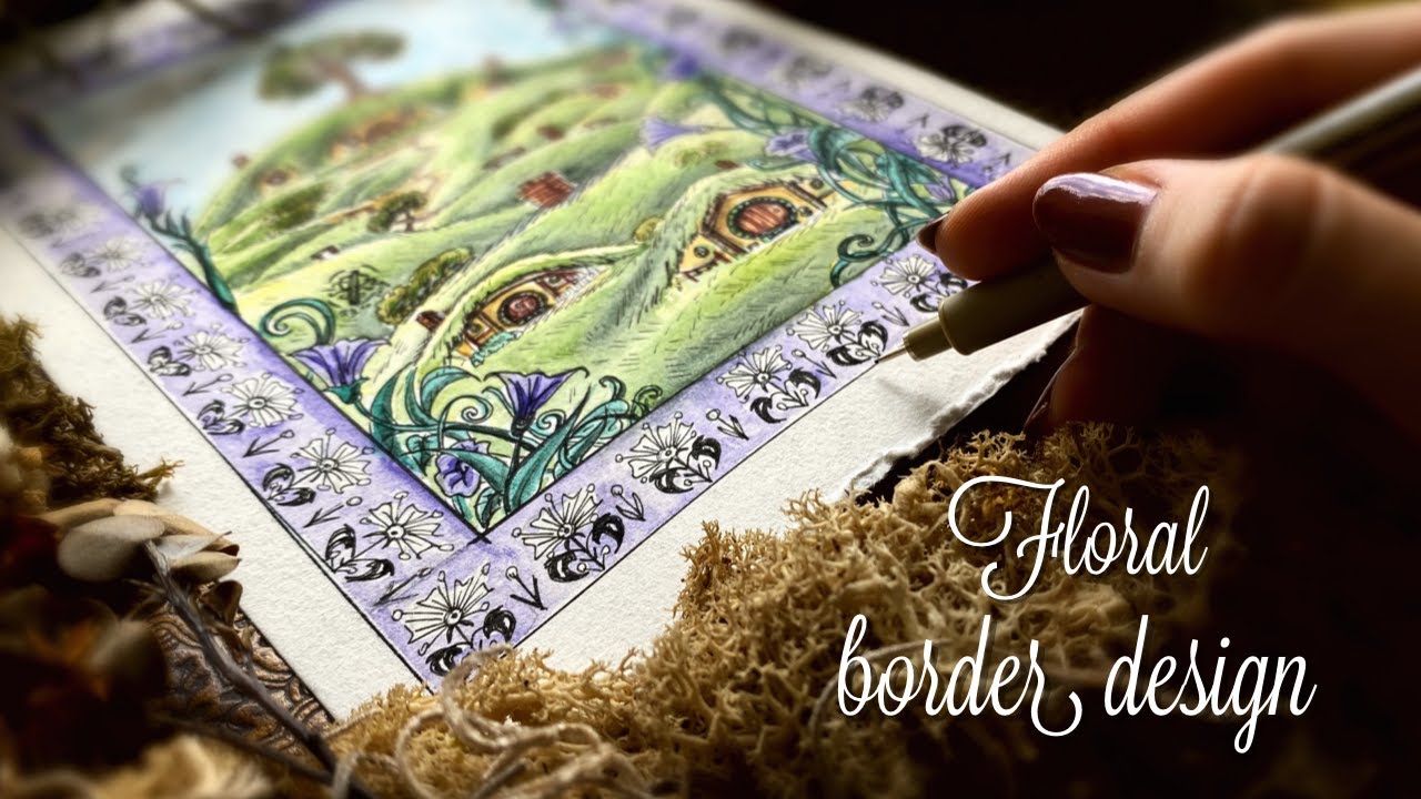 How to Draw a Floral Border | Art Nouveau style tutorial | Easy illumination border design