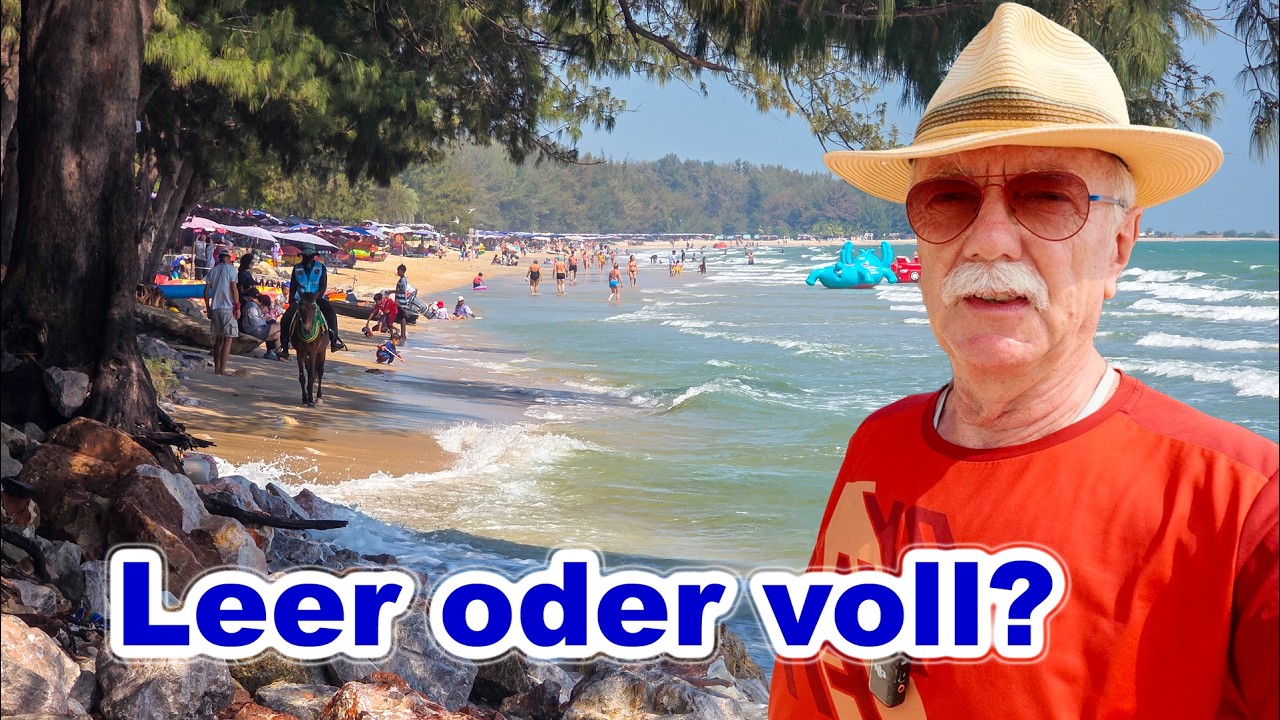 &Uuml;BERWINTERN IN THAILAND | Cha-Am Beach leer & voll &ndash; Strandspaziergang Thailand