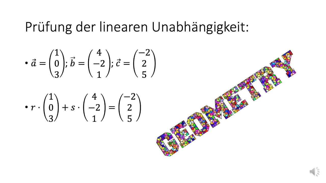 lineare Unabhängigkeit von Vektoren - Daheim bei Heim
