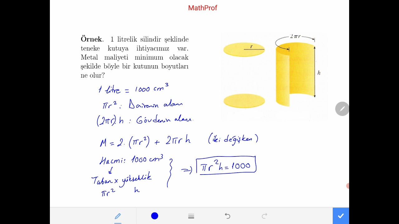 Kalkülüs Türev 13 (27. ders) Optimizasyon Problemleri