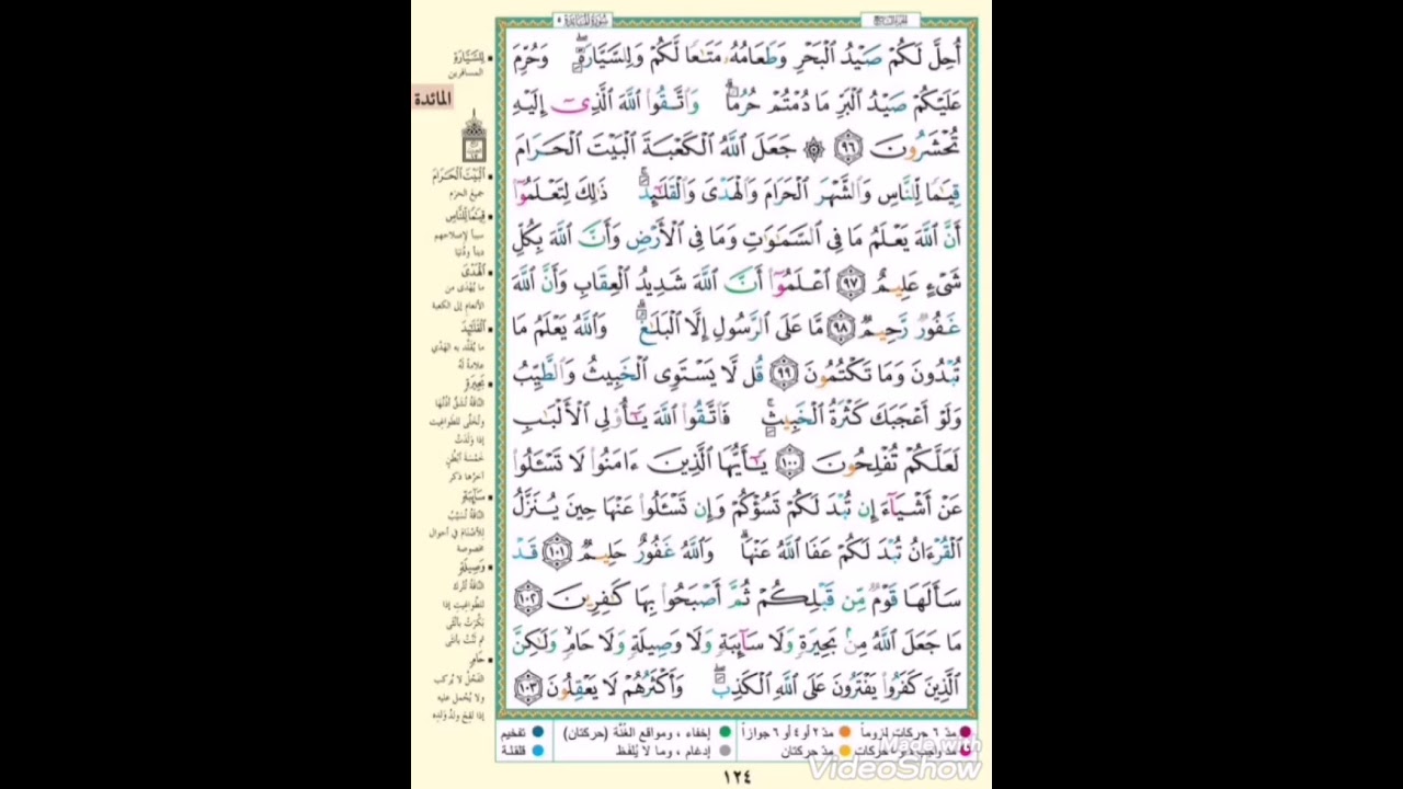 الربع السابع من سورة المائدة (لتجدن أشد الناس عداوة للذين ءامنوا اليهود والذين أشركوا) مكرر خمس مرات