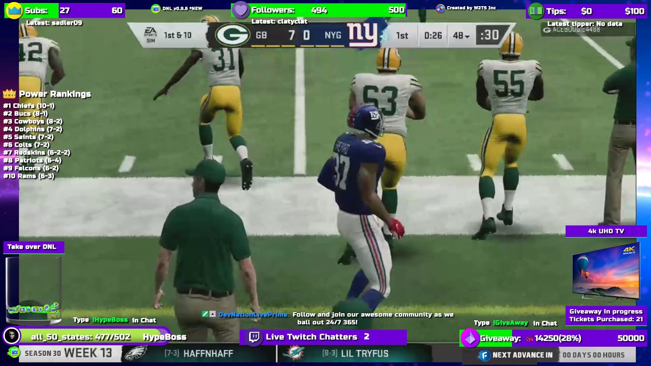GB vs NYG, WAS vs CAR - Week 13 Season 30 #maddenCFM #youtube #devnationlive