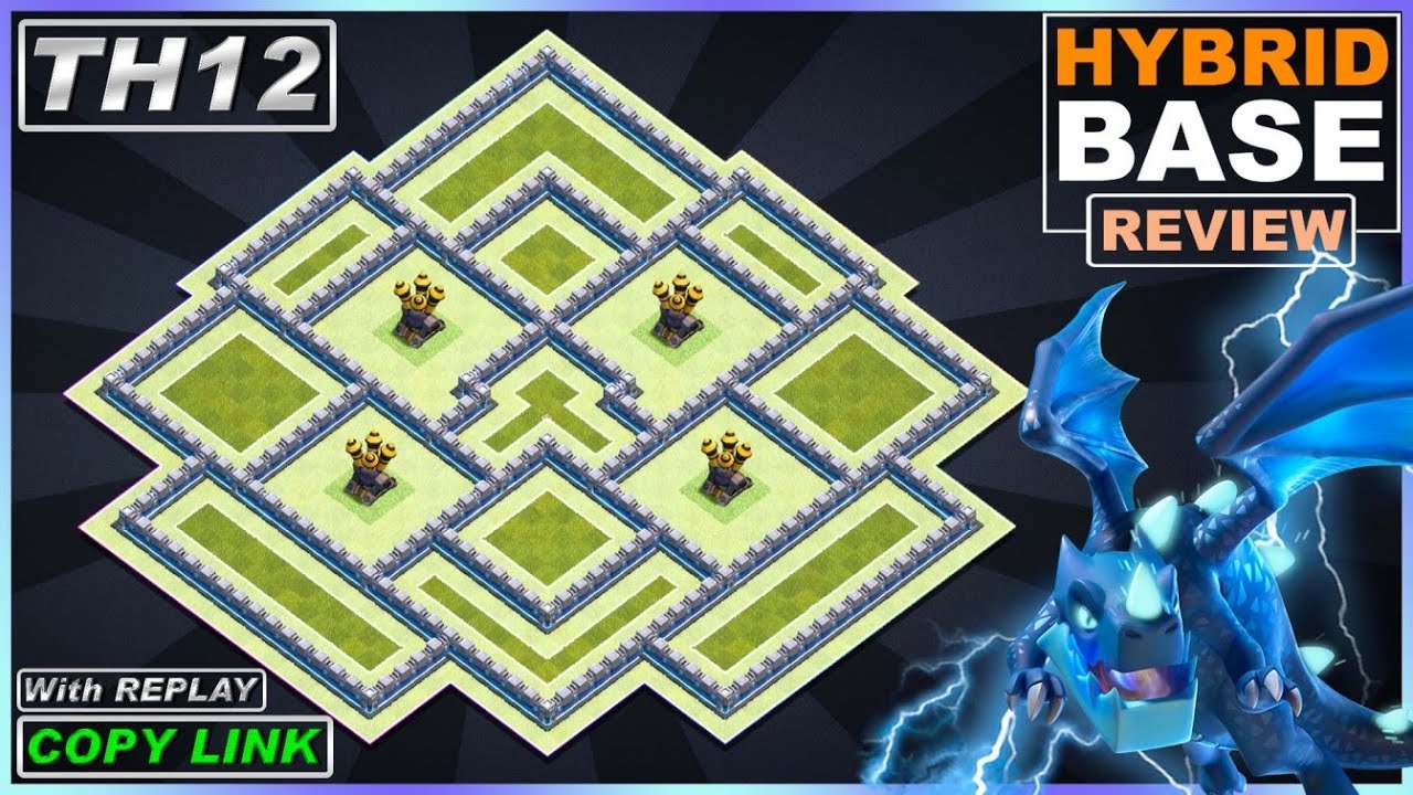 NEW BEST! TH12 HYBRID Base 2021 with REPLAY!! COC Town Hall 12 Base Link - Clash of Clans