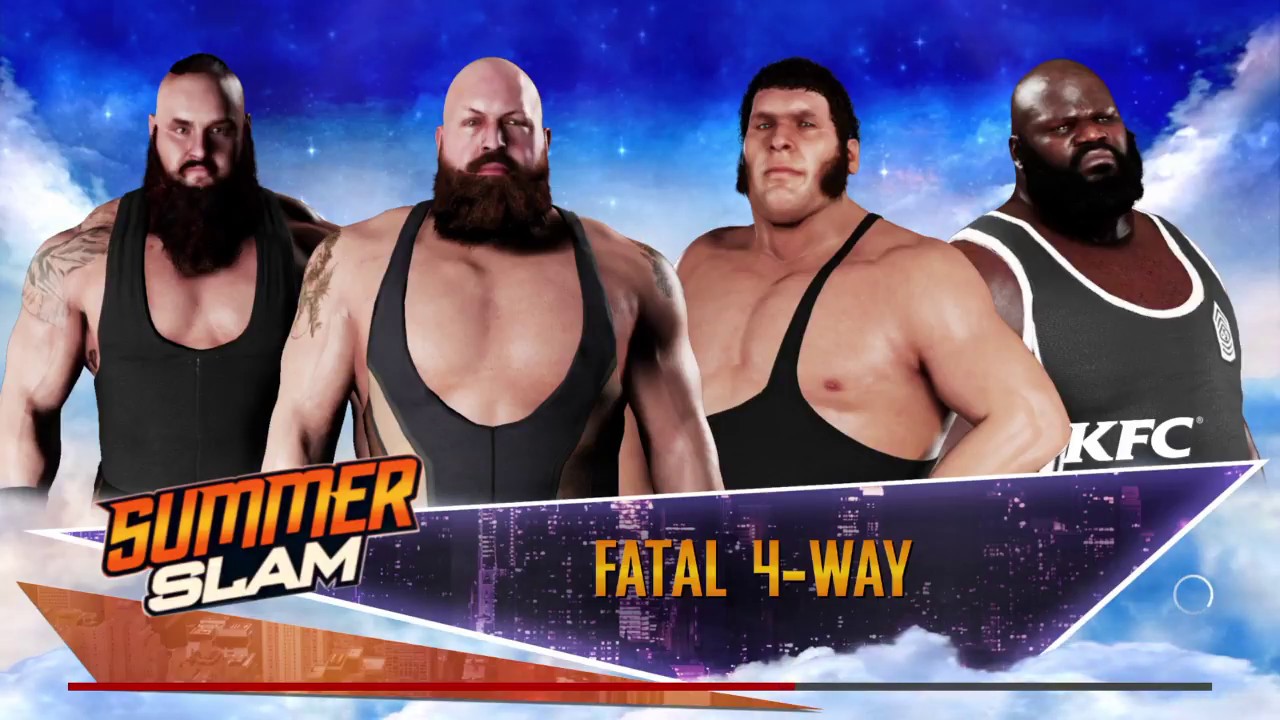 WWE 2K18 Big Show VS André The Giant VS Braun Strowman VS Mark Henry Fatal 4-Way Elimination Match