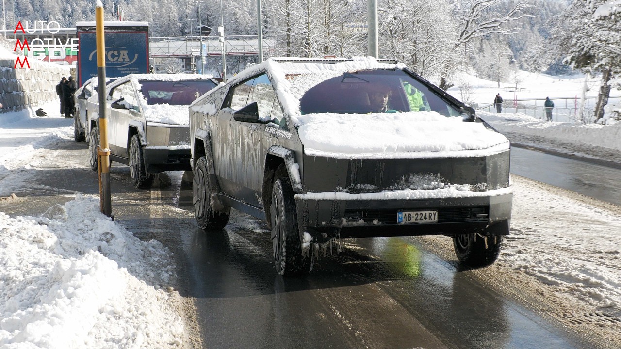 Tesla Cybertruck EU SPEC PROTOTYPE testing in St. Moritz!