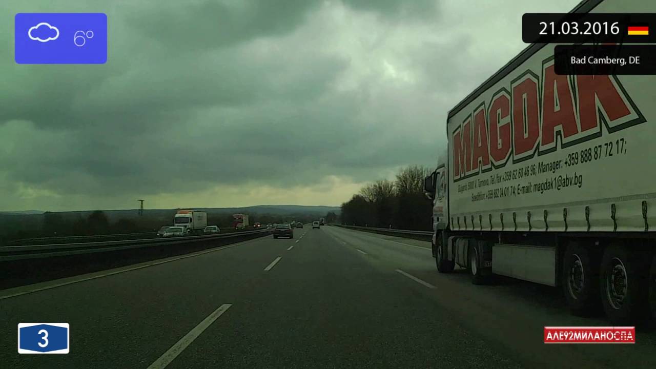 Driving from Montabaur to Frankfurt am Main (Germany) 21.03.2016 Timelapse x4