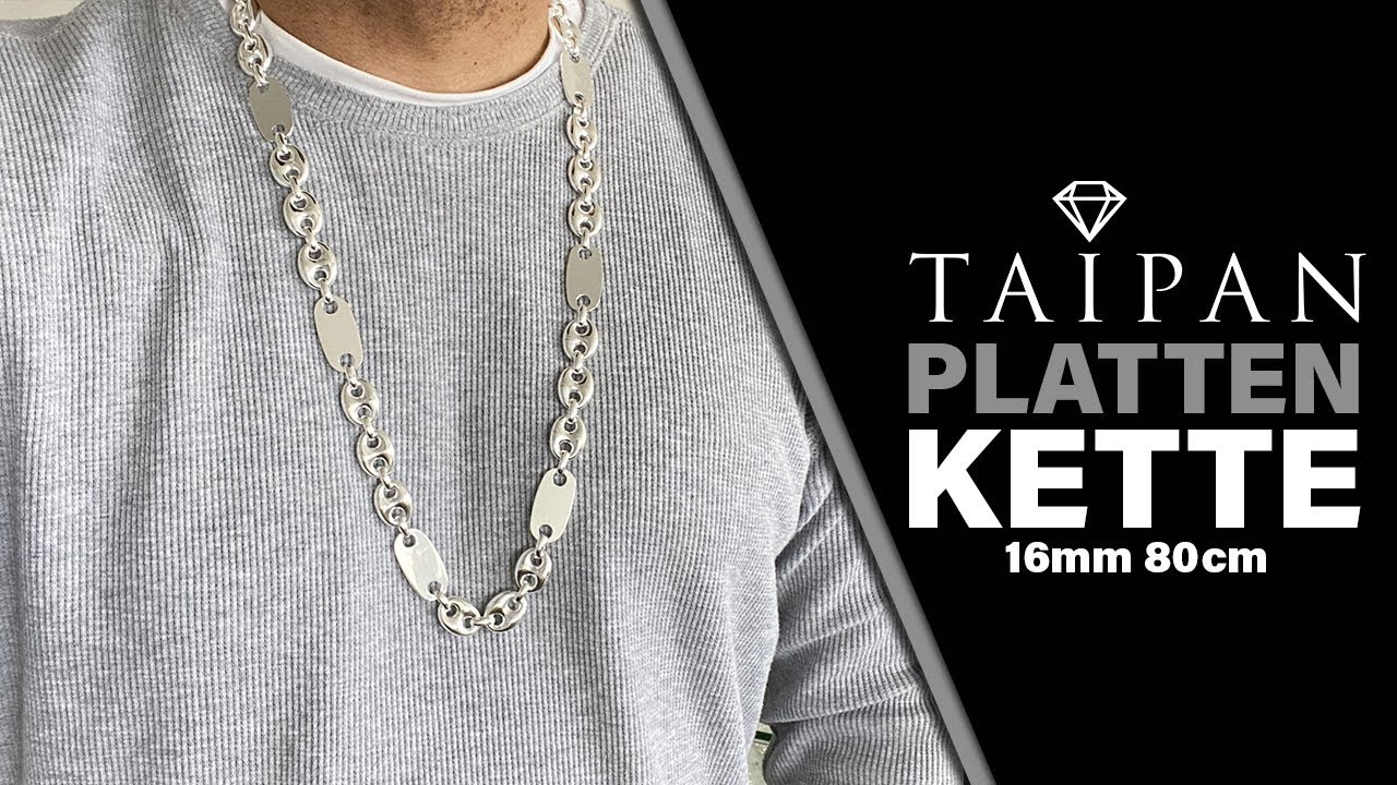 Taipan MEGA Plattenkette Bohnenkette 16mm breit 80cm lang aus 925 Sterling Silber