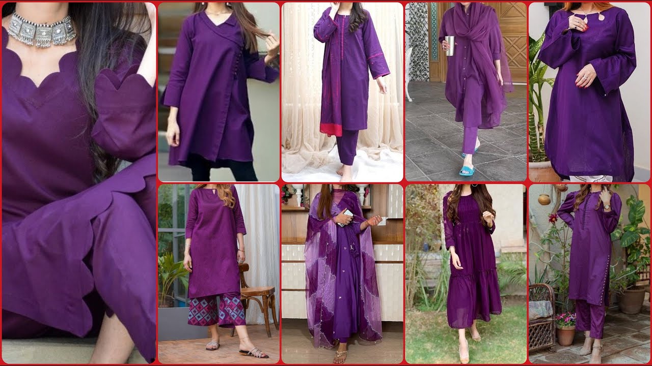 Extremely Beautiful Purple Dress Design| Purple Pakistani Dresses| Purple Colour Combination| 2023|